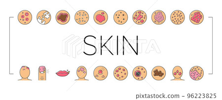 Skin Disease Symptom Collection Icons Set Vector . 96223825