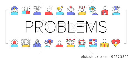 Psychological Problems Collection Icons Set Vector . 96223891