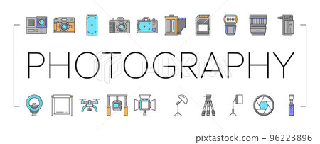 Photography Device Collection Icons Set Vector . Photography Device Collection Icons Set Vector . 96223896