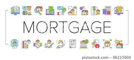 Mortgage Real Estate Collection Icons Set Vector . 96223900