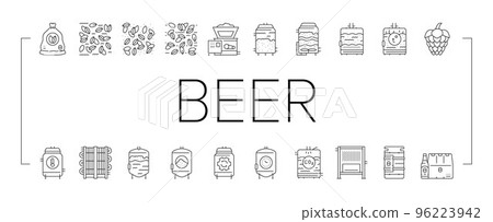 beer production brewery factory icons set vector 96223942