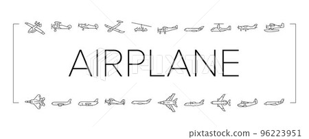 airplane aircraft plane travel icons set vector 96223951