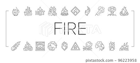 flame hot fire burn bonfire heat icons set vector flame hot fire burn bonfire heat icons set vector 96223958