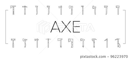 axe ax hatchet wood weapon icons set vector axe ax hatchet wood weapon icons set vector 96223970
