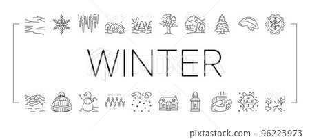 winter snow season nature icons set vector winter snow season nature icons set vector 96223973