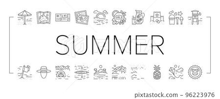 summer season vacation nature icons set vector summer season vacation nature icons set vector 96223976