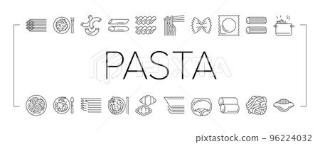 Pasta Delicious Food Meal Cooking Icons Set Vector Pasta Delicious Food Meal Cooking Icons Set Vector 96224032