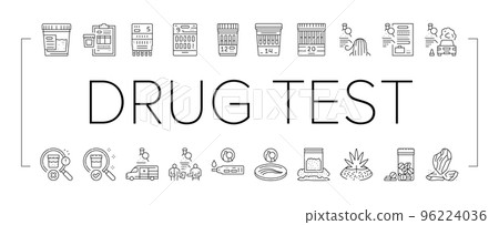Drug Test Examination Device Icons Set Vector 96224036