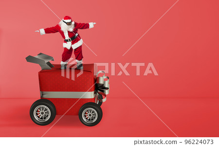Christmas present like a car. Concept of priority and fast delivery 96224073