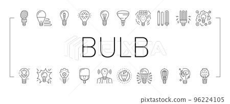 Bulb Electrical Energy Accessory Icons Set Vector 96224105