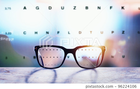 Glasses that correct eyesight from blurred to sharp. 96224106