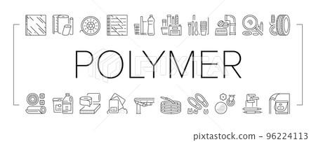 Polymer Material Industry Goods Icons Set Vector 96224113