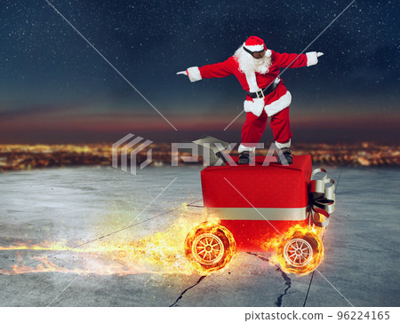 Christmas present like a car. Concept of priority and fast delivery 96224165