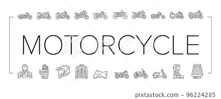 Motorcycle Bike Transport Types Icons Set Vector . Motorcycle Bike Transport Types Icons Set Vector . 96224285