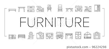 Furniture For Home And Backyard Icons Set Vector . Furniture For Home And Backyard Icons Set Vector . 96224298