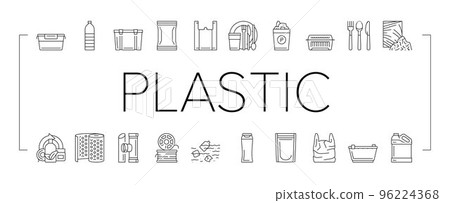 Plastic Accessories And Utensil Icons Set Vector 96224368