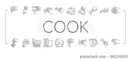 Cook Instruction For Prepare Meal Icons Set Vector 96224383
