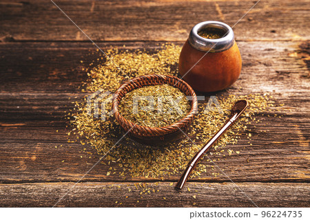 Calabash and bombilla with yerba mate 96224735
