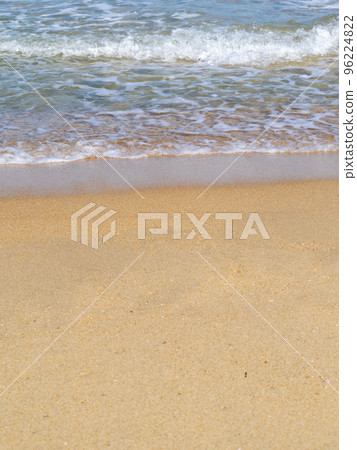 Calm sea shoreline and sandy beach. Calm sea shoreline and sandy beach. 96224822