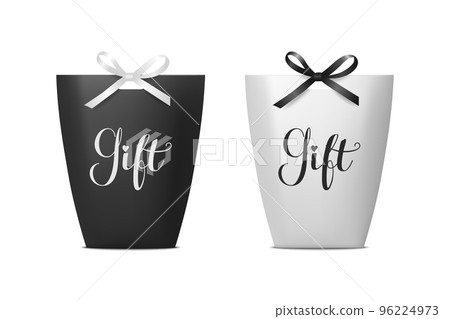 White And Black Paper Shopping Bag Isolated Stock Photo, Picture