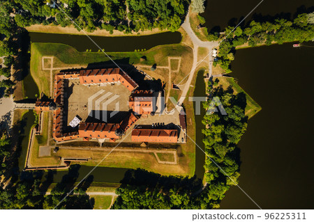 Top view of the Nesvizh Castle and the park in the summer.Belarus Top view of the Nesvizh Castle and the park in the summer.Belarus 96225311