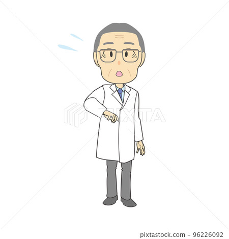 一位身穿迷茫白大褂的老人的插圖 96226092