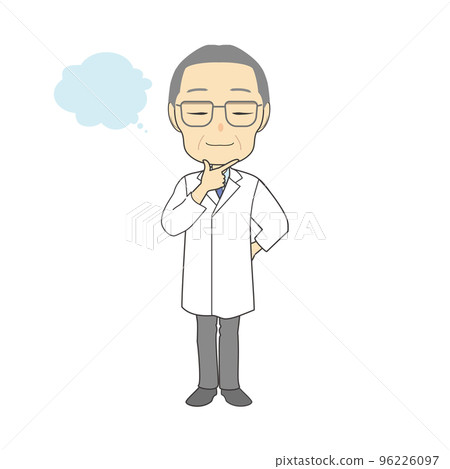 Illustration of an elderly man in a white coat that expands the imagination Illustration of an elderly man in a white coat that expands the imagination 96226097