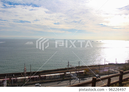 Seto Inland Sea and Tokaido Main Line from Sumaura Sanjo Yuen Seto Inland Sea and Tokaido Main Line from Sumaura Sanjo Yuen 96226497