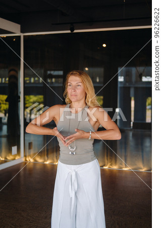 The girl does yoga and is in a state of meditation. The concept of a healthy lifestyle 96226622