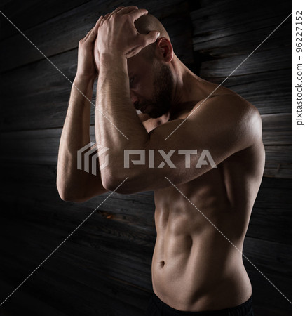 Physique of a man with muscles 96227152