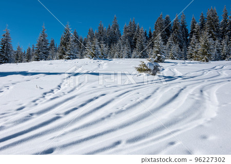 Ski tracks in powder snow 96227302