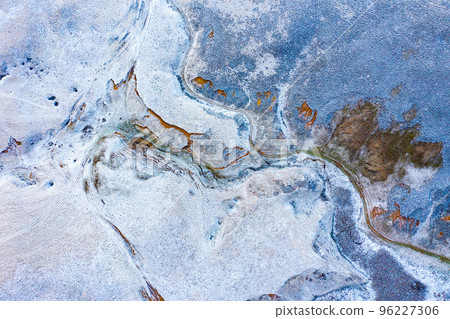 Aerial drone view of abstract natural winter pattern 96227306