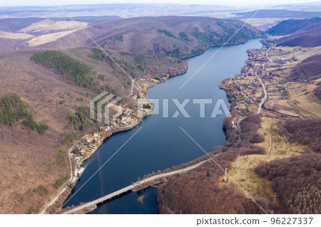 Aerial view of a lake 96227337