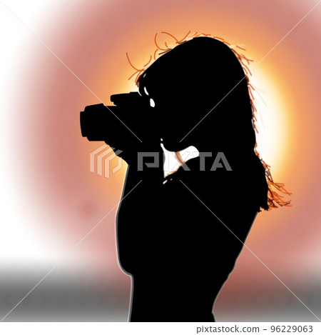 相機女孩相機風景日落早晨太陽女孩背景插圖 相機女孩相機風景日落早晨太陽女孩背景插圖 96229063