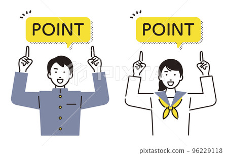 Men and women of junior high school students pointing up 96229118