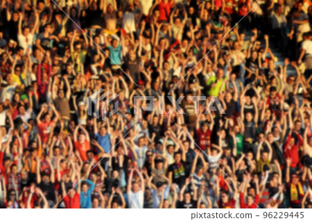 Crowd of people with raising hands Crowd of people with raising hands 96229445