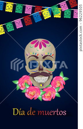 Day of the Dead in Mexico, Sugar Skull and Paper Garlands Day of the Dead in Mexico, Sugar Skull and Paper Garlands 96229505