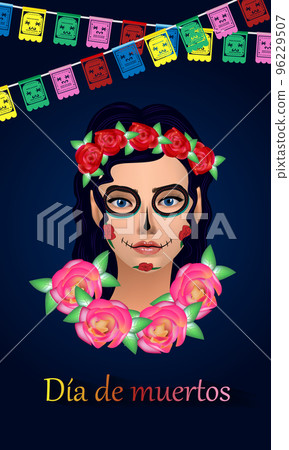 Day of the Dead in Mexico, Sugar Skull and Paper Garlands Day of the Dead in Mexico, Sugar Skull and Paper Garlands 96229507