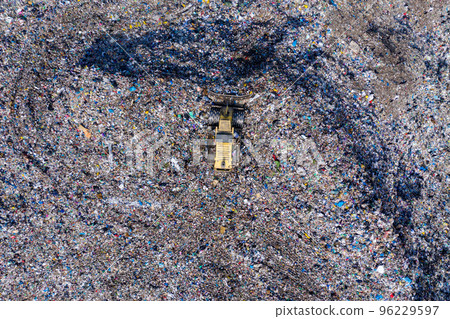 Aerial view of large landfill. Waste garbage dump, environmental pollution 96229597