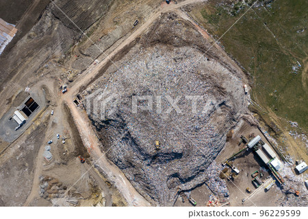 Aerial view of large landfill. Waste garbage dump, environmental pollution 96229599