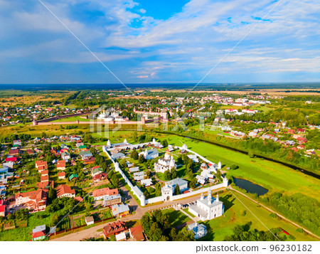 Intercession Pokrovsky Monastery aerial view, Suzdal Intercession Pokrovsky Monastery aerial view, Suzdal 96230182