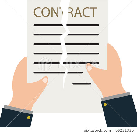 person hands ripping up a contract. Terminated contract sign. Business concept of disagreement. flat style. person hands ripping up a contract. Terminated contract sign. Business concept of disagreement. flat style. 96231330