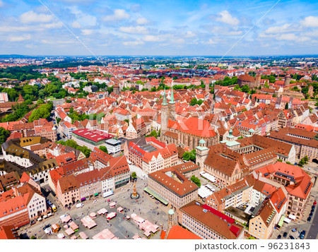 Nuremberg old town aerial panoramic view 96231843