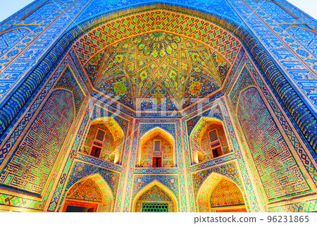 Registan mosaic pattern design background, Samarkand 96231865