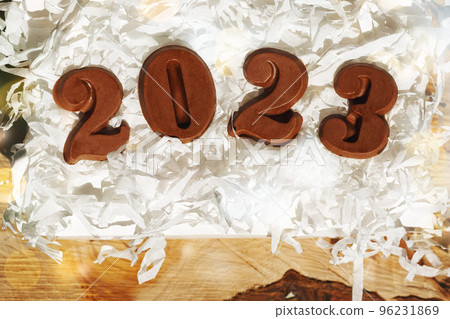 Date of the New Year 2023 made of chocolate Date of the New Year 2023 made of chocolate 96231869