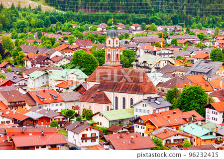 Mittenwald town aerial panoramic view, Germany Mittenwald town aerial panoramic view, Germany 96232415