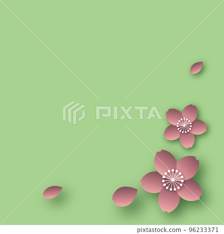 colored paper with dancing cherry blossoms 96233371