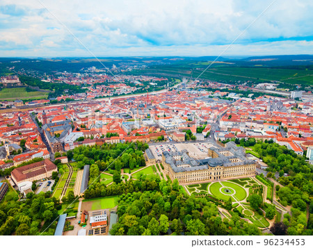 Wurzburg Residence Palace aerial view, Germany 96234453