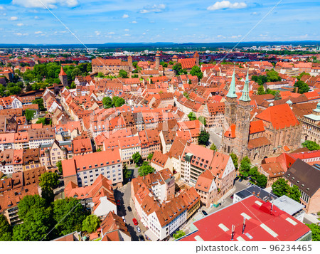 Nuremberg old town aerial panoramic view 96234465