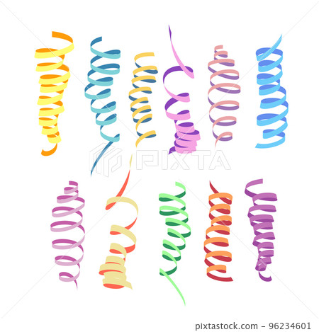 Serpentine carnival ribbons set. Colorful paper streamers 96234601